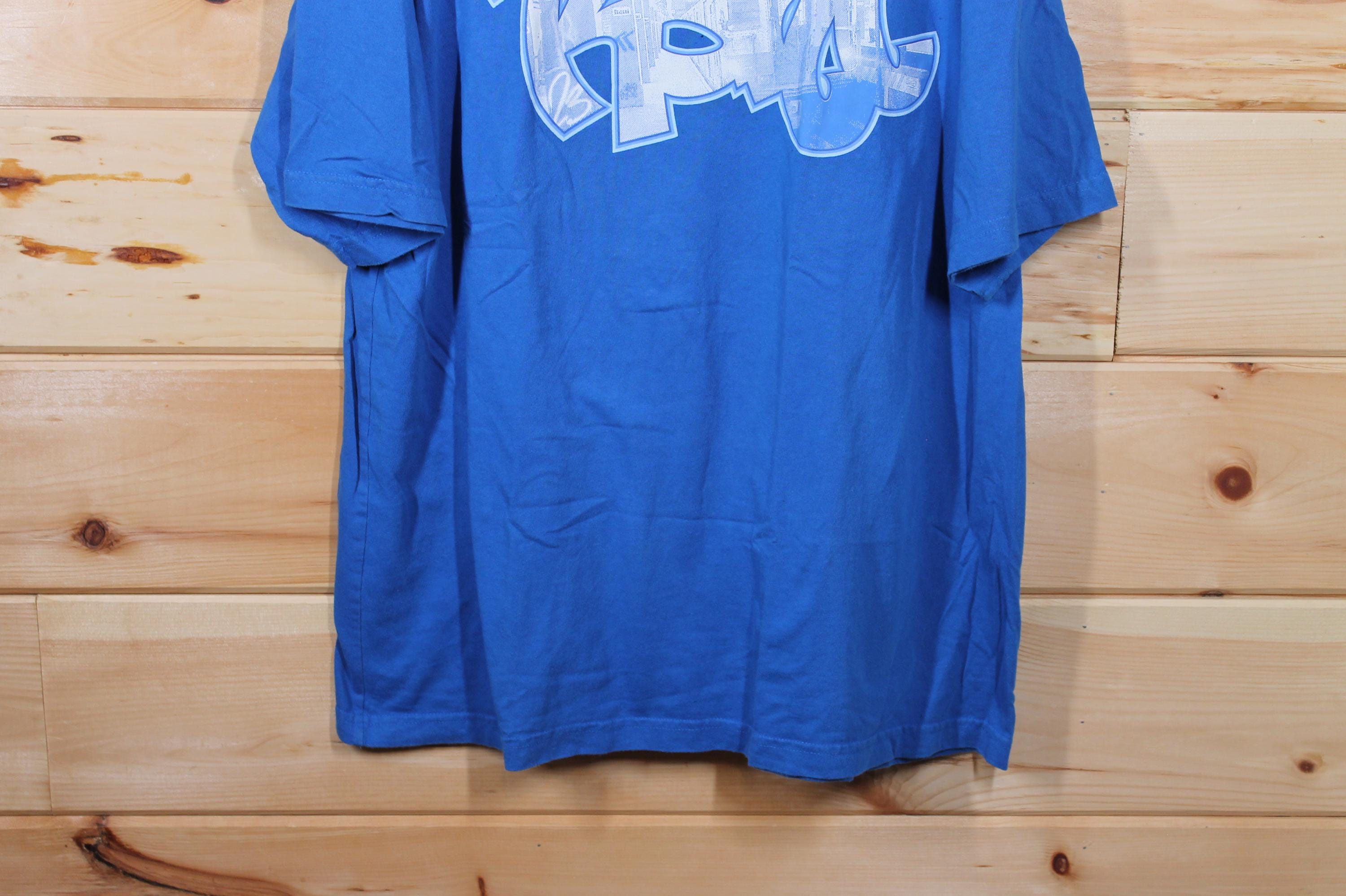 Vintage Karl Kani Blue Graffiti 90s Hip Hop T-shirt Adult Size 2XL