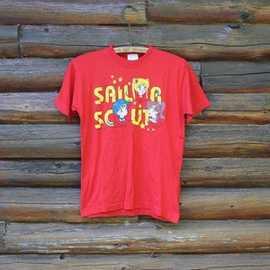 Vintage Sailor Moon Sailor Scouts 1997 Naoko Takeuchi Kodansha Anime Red T-Shirt Size Large (Fits XS)