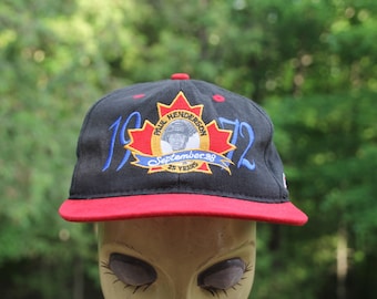 Vintage Paul Henderson CCM Hockey 25 años Equipo Canadá Negro y Rojo Snapback Sombrero Ajustable Tamaño Adulto