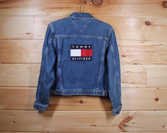 Vintage Women's Tommy Hilfiger Big Flag Blue Denim Button up Jean