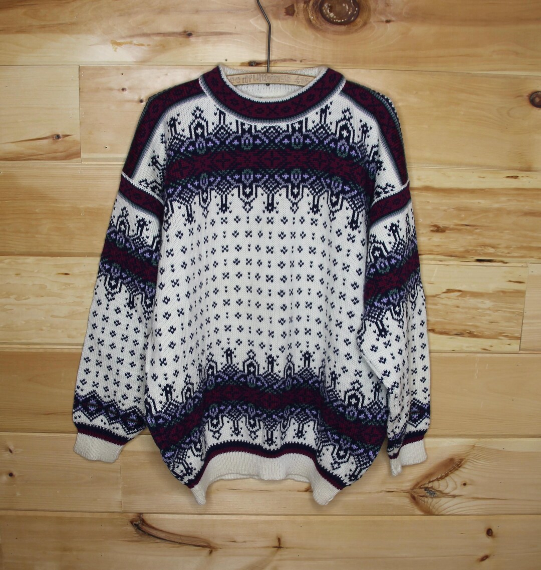 Pull Dale Of Norway 1/4 Zip Vintage - Laine Pure, Motifs Géométriques - Taille XS - Occasion Bon état