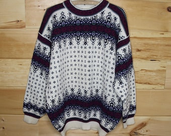 Vintage Dale of Norway Pure New Wool Heavy Knit Pullover Sweater Adult Size XXL