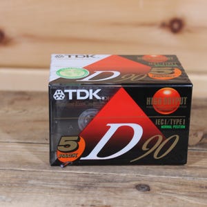 ヴィンテージ TDK 高出力 D90 90 分 空白オーディオカセット 5 個パック 新品未開封