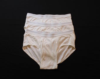 Vintage Lot of 3 White Underwear Briefs Adult Size XXL Front Flap Unworn Condition