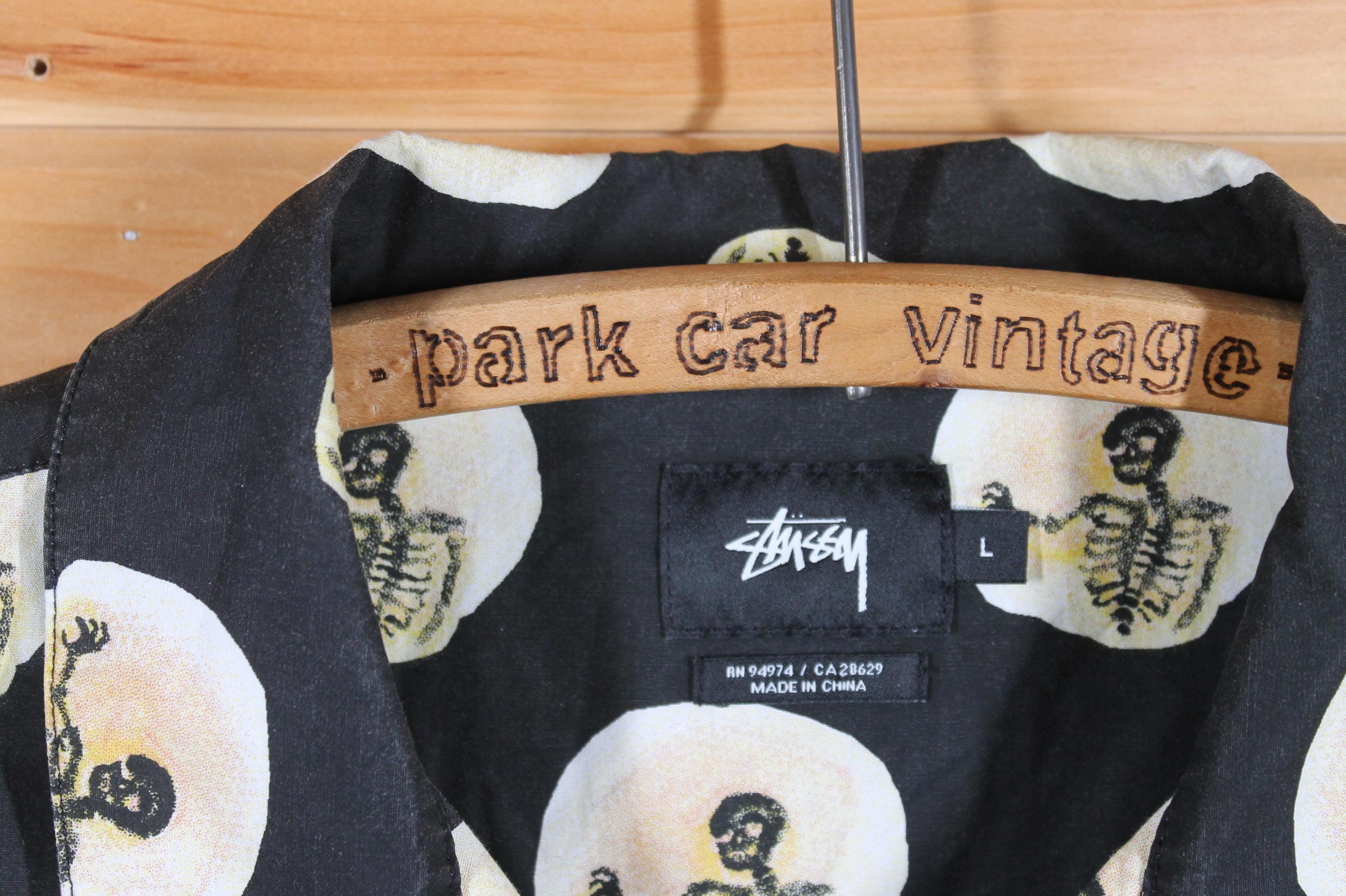 Vintage Stussy Y2K Skeleton All Over Print Black Polo Preppy Shirt