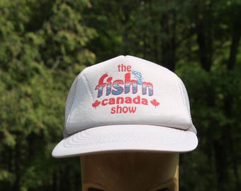 Vintage The Fish'n Canada Show grijze trucker-snapbackhoed verstelbaar volwassen maat
