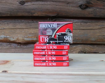 Lot of 5 Vintage Maxell UR90 90 Minute Blank Audio Cassette New Sealed In Package