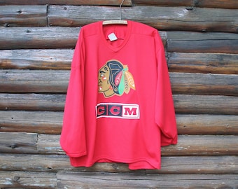 Vintage Chicago Blackhawks NHL CCM Red Practice Hockey Jersey Adult Size XL