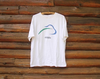 Vintage Silhouette Canada Loon Nature White T-Shirt Adult Size Large