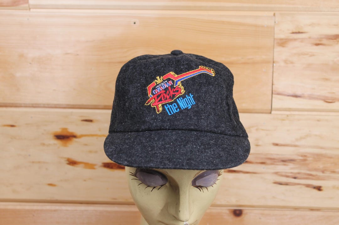 Vintage Molson Canadian Rocks the Night Black Snapback Hat Adjustable ...