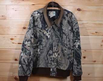 Vintage Golden Retriever Outdoor Hunting Camo Camouflage Full Zip Jacket Adult Size 2XL