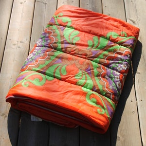 Sac De Couchage Vintage Années 60/70 Motif Floral – Camping Rétro – Fabriqué UK