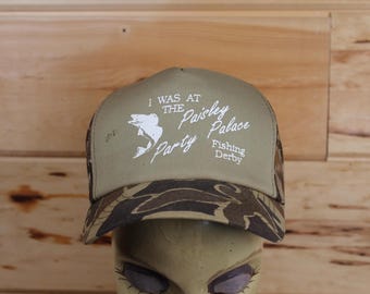 Vintage Paisley Party Place Camouflage Fishing Tournament Trucker Snapback Hat Adjustable Adult Size