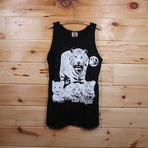 Camiseta sin mangas negra vintage White Tiger Nature Las Vegas Siegfried y Roy 1996, talla mediana para adultos
