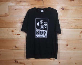 Vintage Y2K Kiss In Konzert Winterland Rock Konzert Tournee Schwarzes T-Shirt Erwachsene Größe XL