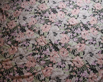 Cobertor de edredom vintage preto com flores rosa e roxas, estampa floral, dupla face, com acabamento
