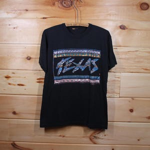 ヴィンテージ テキサス スペルアウト スーベニア ブラック シングルステッチ Tシャツ 大人サイズ S
