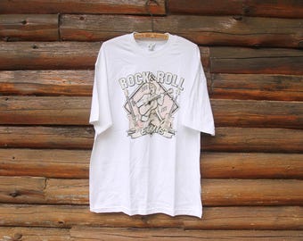 Camiseta blanca vintage de Elvis Presley, Rey del Rock & Roll, talla XL para adulto