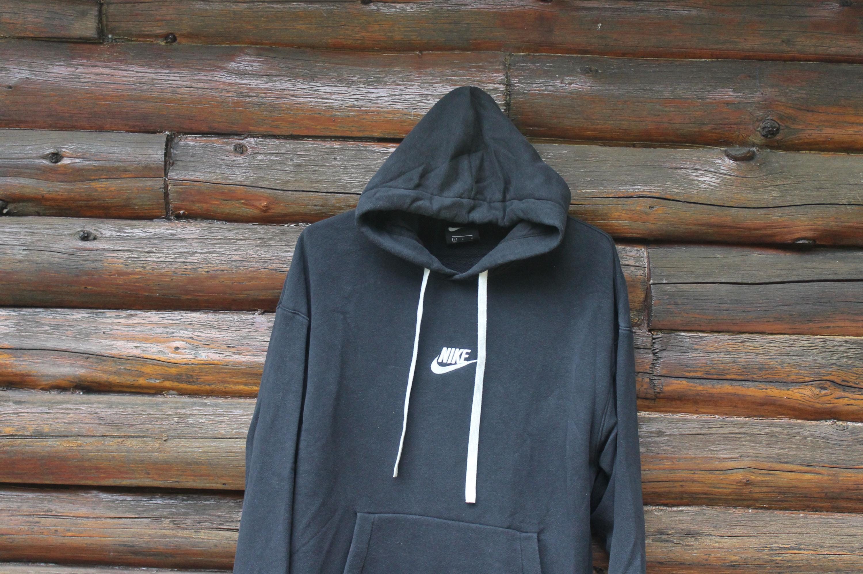 Vintage Nike Centre Swoosh Black and White Pullover Hoodie 