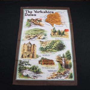 Vintage The Yorkshire Dales England Souvenir Karte Küche Geschirrtuch - Retro Home Decor
