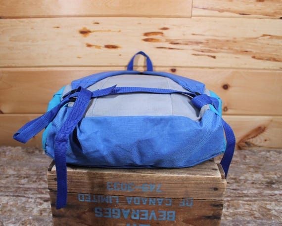 Vintage Lugger Blue and Teal Hiking Nature Trail Camping Backpack