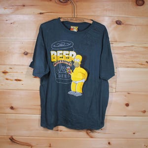 Vintage Y2K The Simpsons Homer The Beer Necessities Duff T-Shirt Adult Size Medium (fits L)