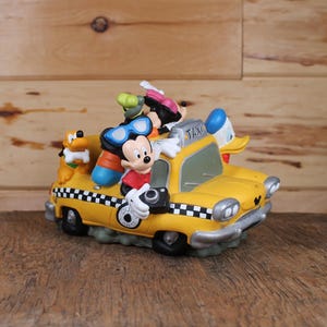 Vintage Disney Mickey Mouse & Friends Taxi Cab Fab 5 Vinyl Plastic Coin Piggy Bank