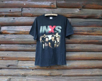Vintage INXS y2k Rock Band Concert Tour Double Sided Black T-Shirt Adult Size Medium