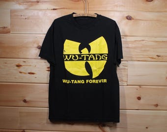 Vintage Wu Tang Clan Classic Hip Hop Rap Logo Black T-Shirt Adult Size Large