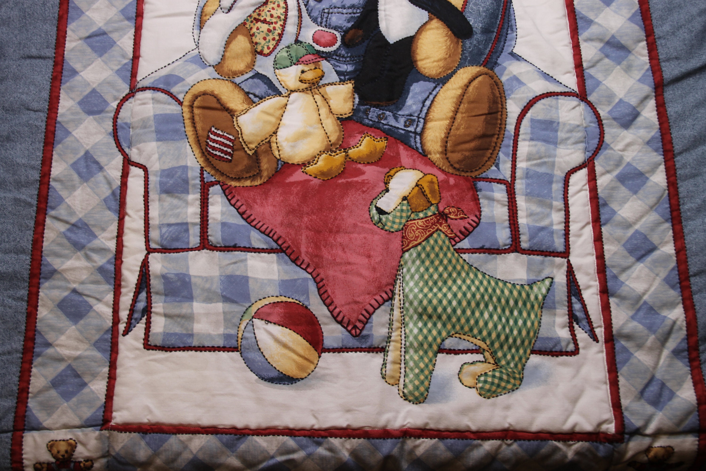 Vintage Teddy Bear Themed Crib Blanket Etsy Canada