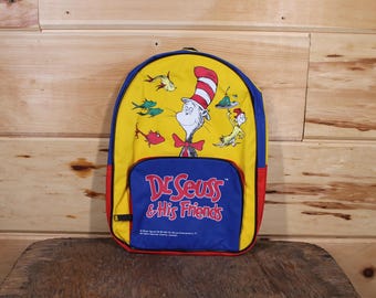 Vintage Dr. Seuss and His Friends Cat In The Hat Backpack Children's Bag New Old Stock 1997