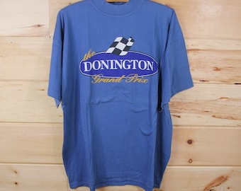 Vintage The Donnington Grandprix Racing Blau Single Stitch T-Shirt Erwachsene Größe XXL