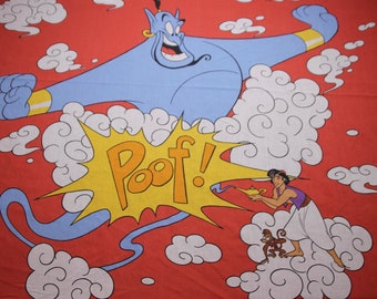 Vintage Disney Aladdin and Genie Flat Bed Sheet