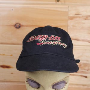 Vintage Snap-On Motorsports Black Hat Strap Back Adjustable Adult Size