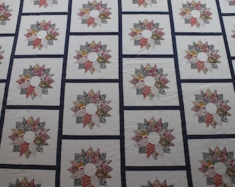 Vintage quiltpatroon, landelijk huis, Sears plat hoeslaken