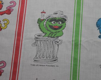 Vintage 1993 Sesamstraße Charaktere Themed Fabric 49 "x 70"