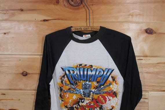 Vintage Triumph Invasion Thunder Seven 1985 Raglan Rock Band
