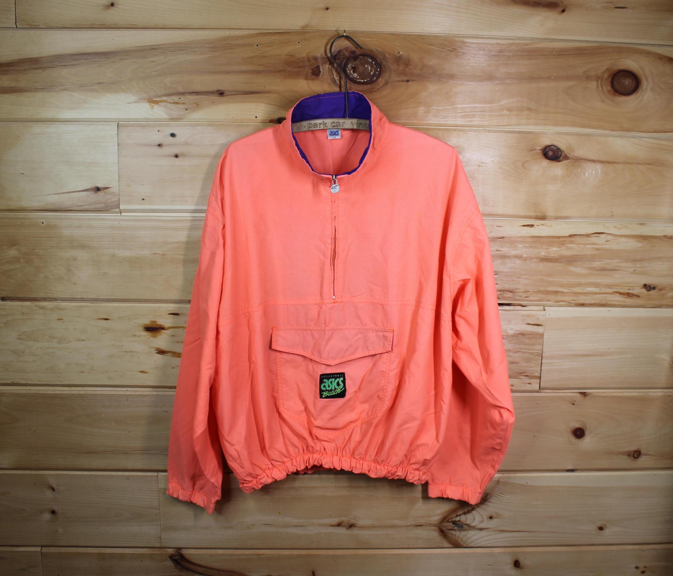 Vintage Asics Beach Volleyball Neon Orange Half Zip Pullover Vintage Asics Beach Volleyball Neon Orange Half Zip Pullover