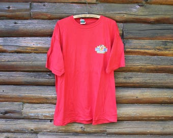 Vintage Disney Mickey's Stuff For Kids Red Promotional Mickey Mouse Red T-Shirt Adult Size XL