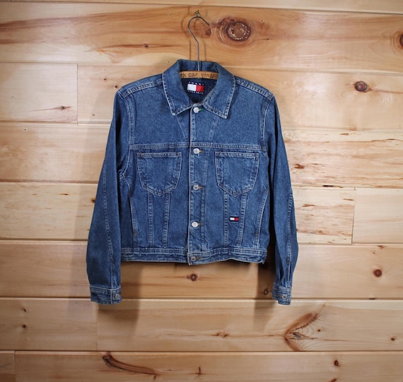 Vintage Women's Tommy Hilfiger Big Flag Blue Denim Button up Jean