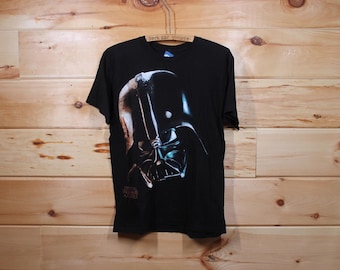 Vintage Star Wars Darth Vader Big Face zwart T-shirt volwassen maat Small