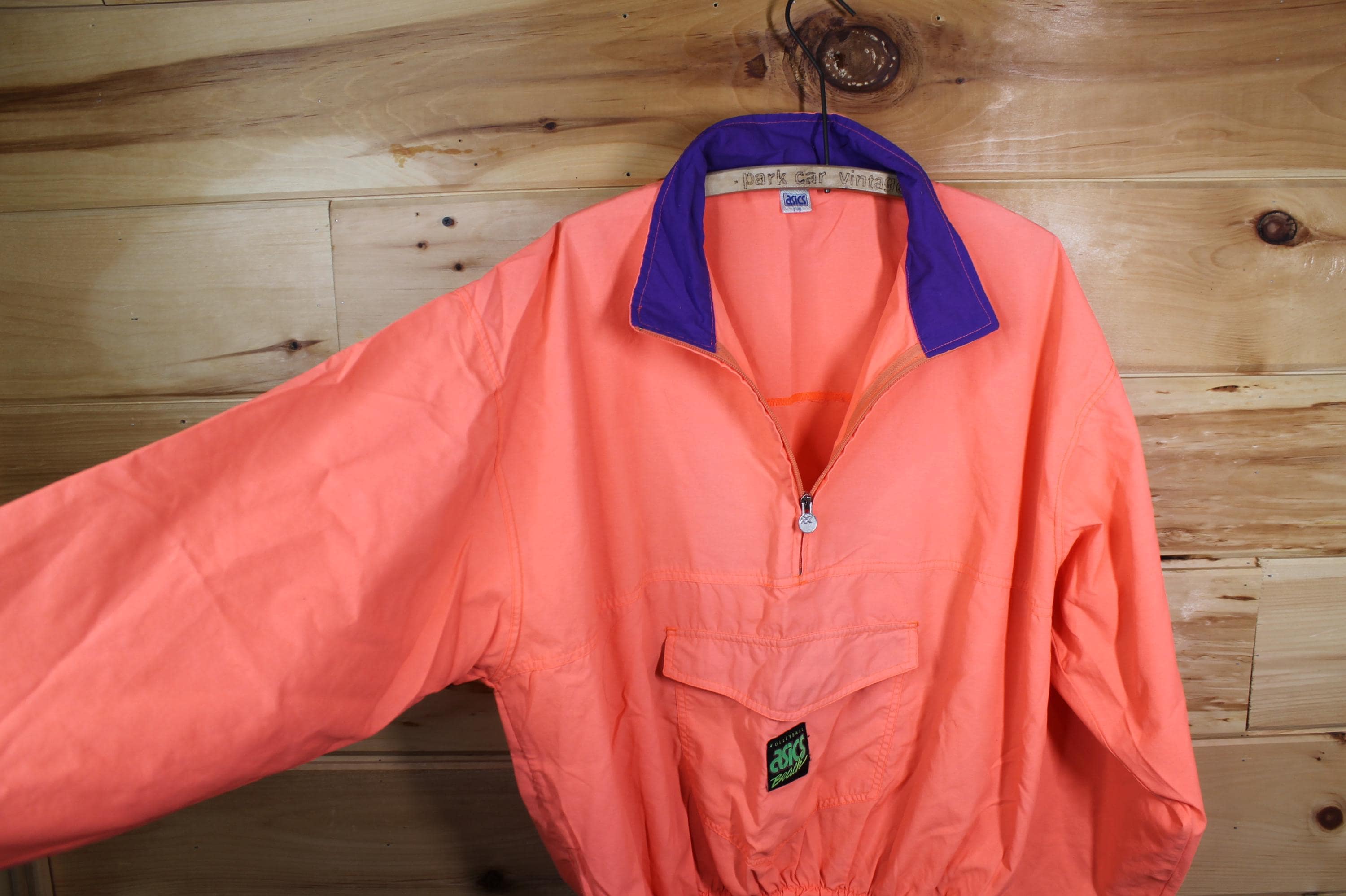 Vintage Asics Beach Volleyball Neon Orange Half Zip Pullover