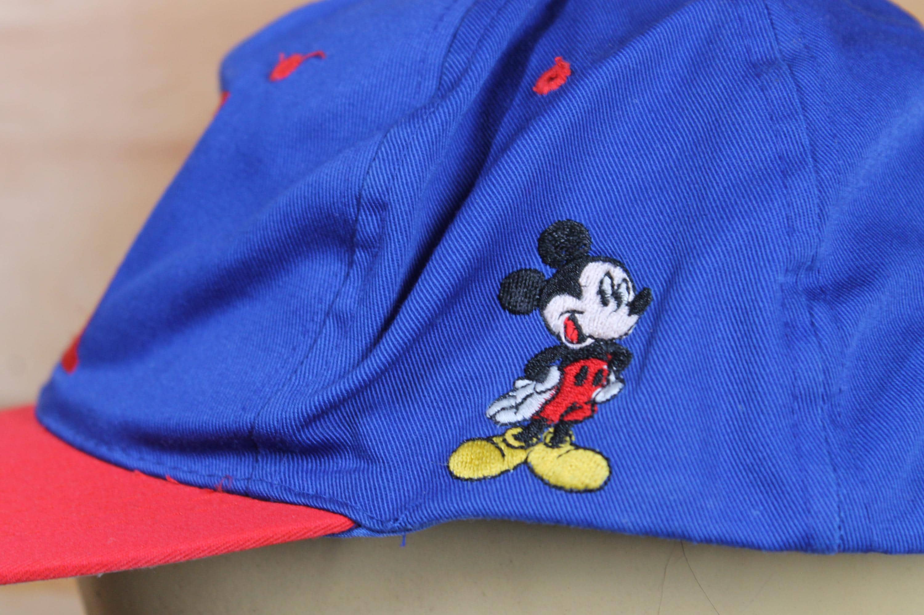 Vintage Disney Mickey Mouse Blue and Red Snapback Hat Adjustable