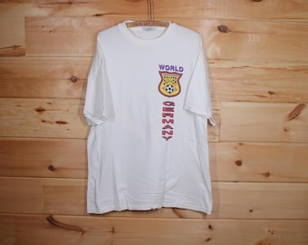 Vintage Germany 1994 World Cup Deutsland FuBball Football Soccer White Single Stitch T-Shirt Adult Size XL