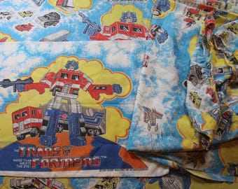 80' Transformers flat sheetsトランスフォーマーシーツ Vintage Transformers 1984 Themed Twin Bed Set With Matching