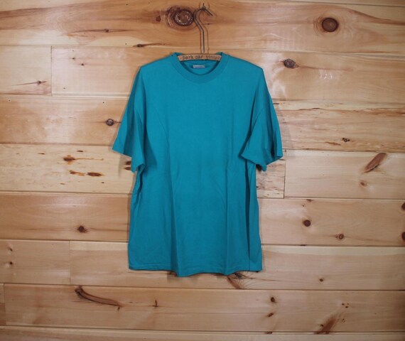 Vintage Hanes Beefy-t Teal Single Stitch T-shirt Adult Size XL