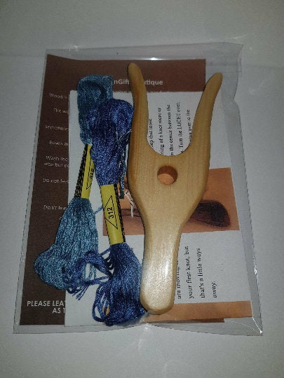 Lucet Fork - Knitting Fork - Hand Tooled Purple Heart Wood Lucet