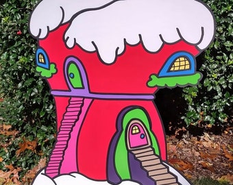 FOAMBOARD - WHOVILLE RED House - Inspired by the Grinch - Large Party Props & Event Decoration