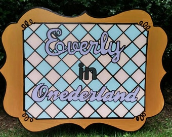 FOAMBOARD - CUSTOMIZABLE FRAMED Sign - Inspired by Alice in Wonderland - Mad Hatter Tea Party- Large Party Props & Event Decoration