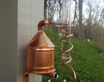 Copper Moonshine Still Rain Gauge By Walnutcreek